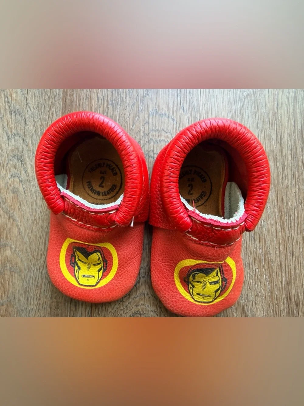 FRESHLY PICKED | Iron Man Baby Moccasins | Soft Sole | Crib Shoes